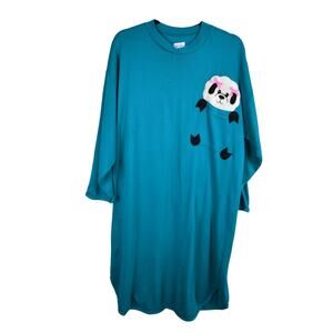 90s vintage teal long sleeve sleep night shirt sweatshirt Catnaps medium loose